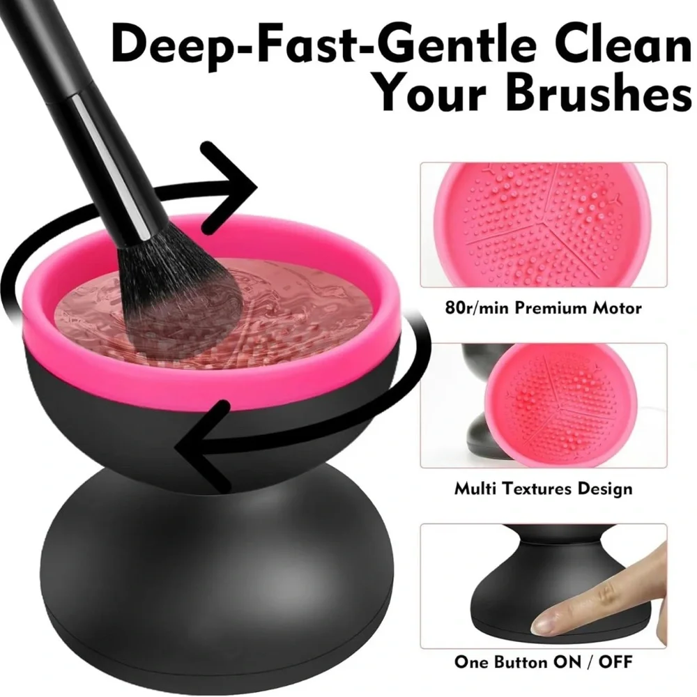New Pink & White USB-Powered Electric Makeup Brush Cleaner
